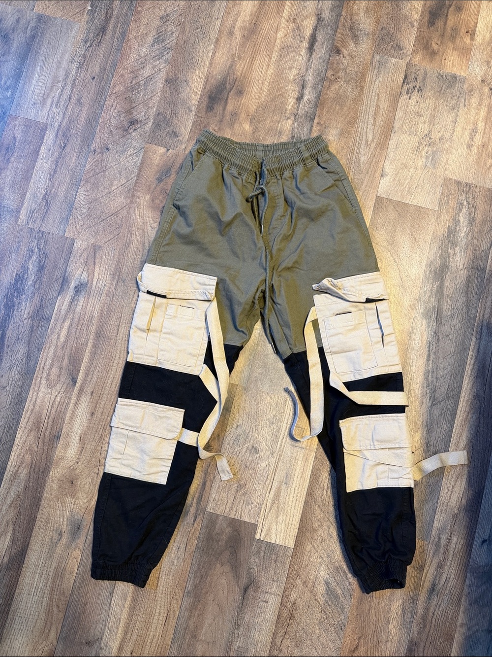Fashion Nova Olive, Beige & Black Women's Cargo Joggers
